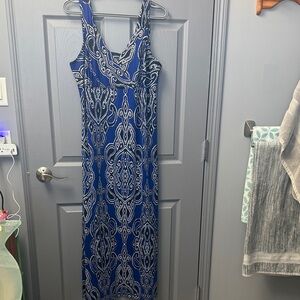 Stylish Blue and White Maxi Dress